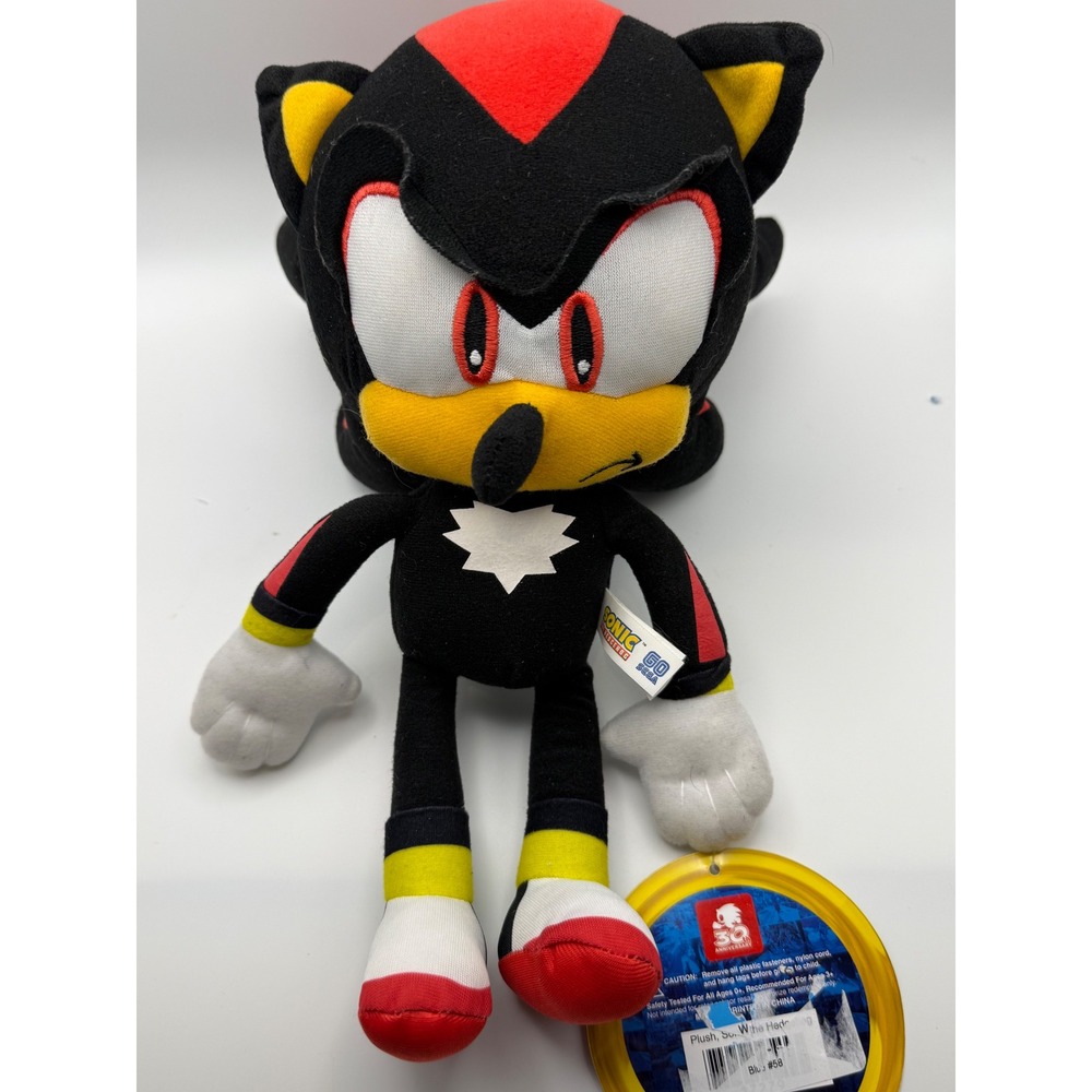Shadow the Hedgehog Plush Toy Sonic The Hedgehog Sega 90s Retro Collectible 12"